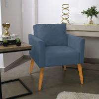 Poltrona Aline Suede Azul Marinho Pés Palito Castanho - D'rossi - 8