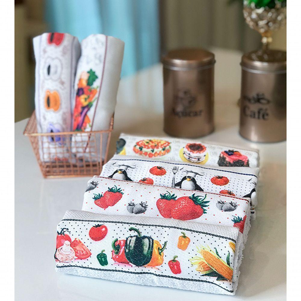 Kit Com 5 Pano De Copa Atoalhado Pano De Prato 100% Algodão - 3