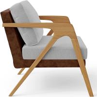 Kit 3 Poltronas Pietra L02 Couríssimo Marrom Linho Cinza - 2