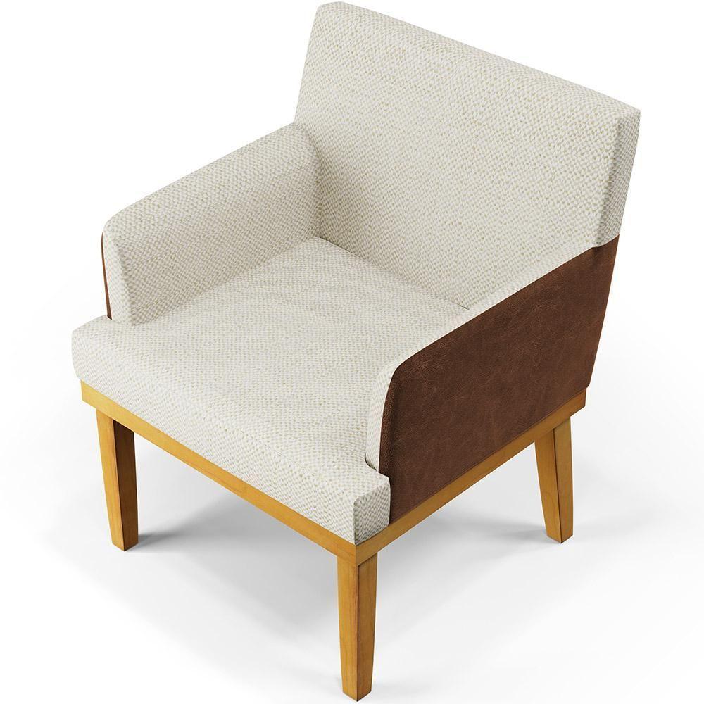 Kit 04 Poltronas Decorativa Base Mel Beatriz W01 Linho Champagne Couríssimo Marrom - Lyam Decor - 5