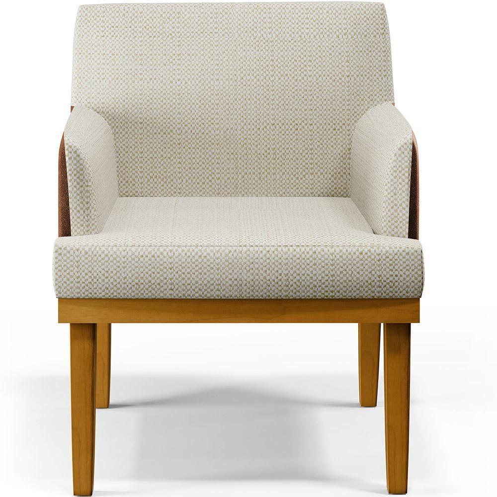Kit 04 Poltronas Decorativa Base Mel Beatriz W01 Linho Champagne Couríssimo Marrom - Lyam Decor - 6