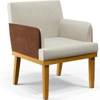 Kit 04 Poltronas Decorativa Base Mel Beatriz W01 Linho Champagne Couríssimo Marrom - Lyam Decor - 10