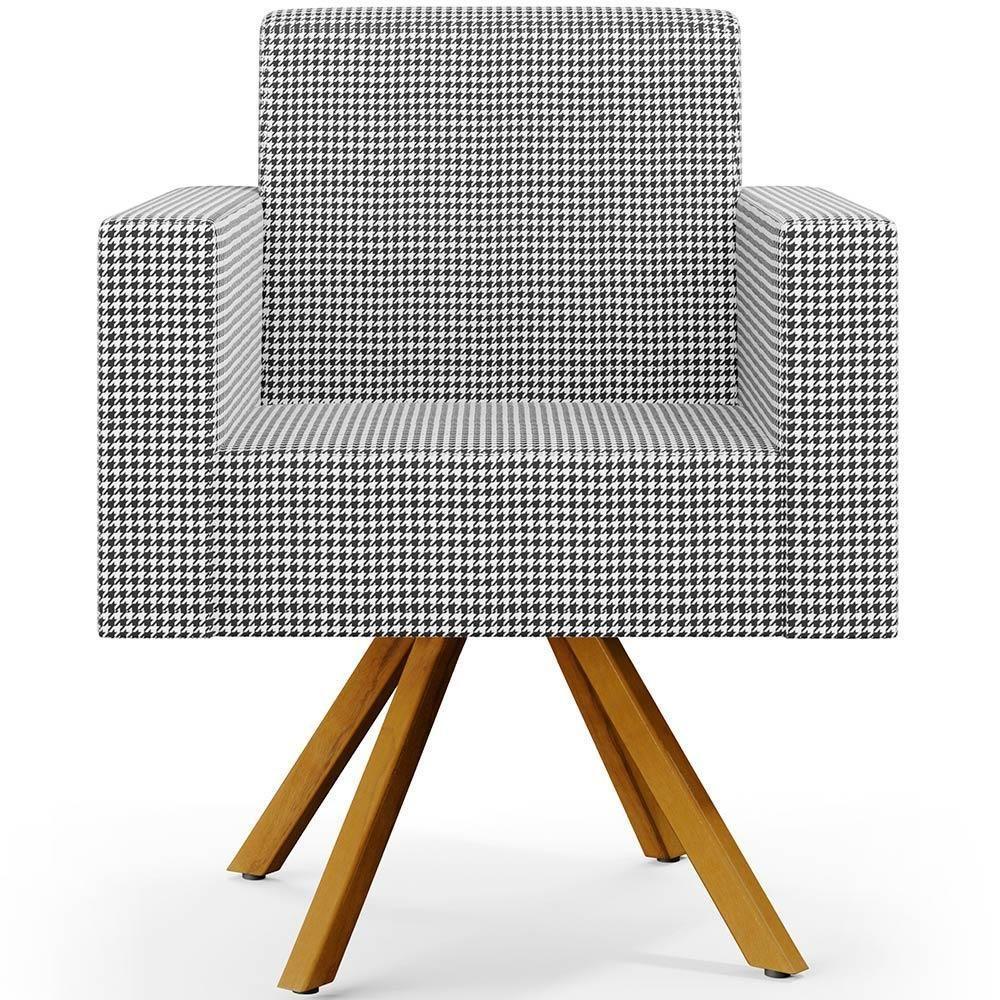 Kit 03 Poltronas Base Giratória De Madeira Pied Poule - 4