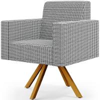 Kit 03 Poltronas Base Giratória De Madeira Pied Poule - 7