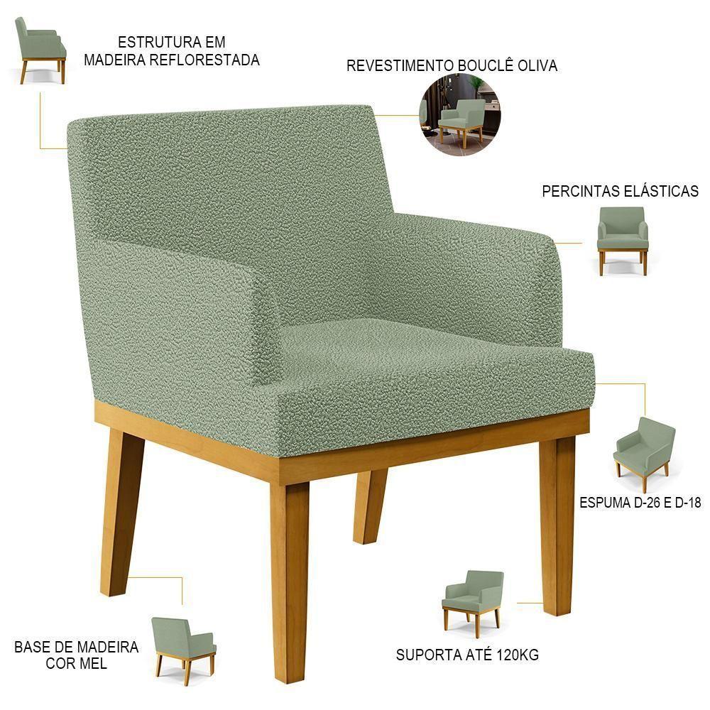 Kit 04 Poltronas Decorativa Para Sala De Estar E Recepção Beatriz W01 Bouclê Oliva - Lyam Decor - 9