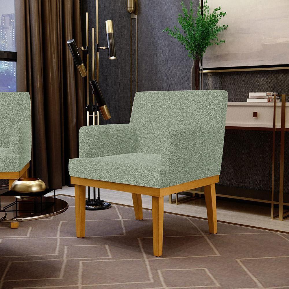 Kit 04 Poltronas Decorativa Para Sala De Estar E Recepção Beatriz W01 Bouclê Oliva - Lyam Decor - 11