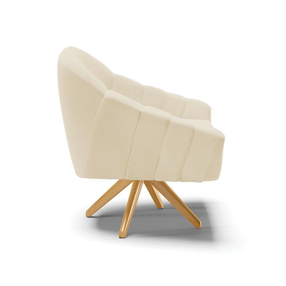 Kit 02 Poltronas Giratória Linho Base Madeira Grafite - 6