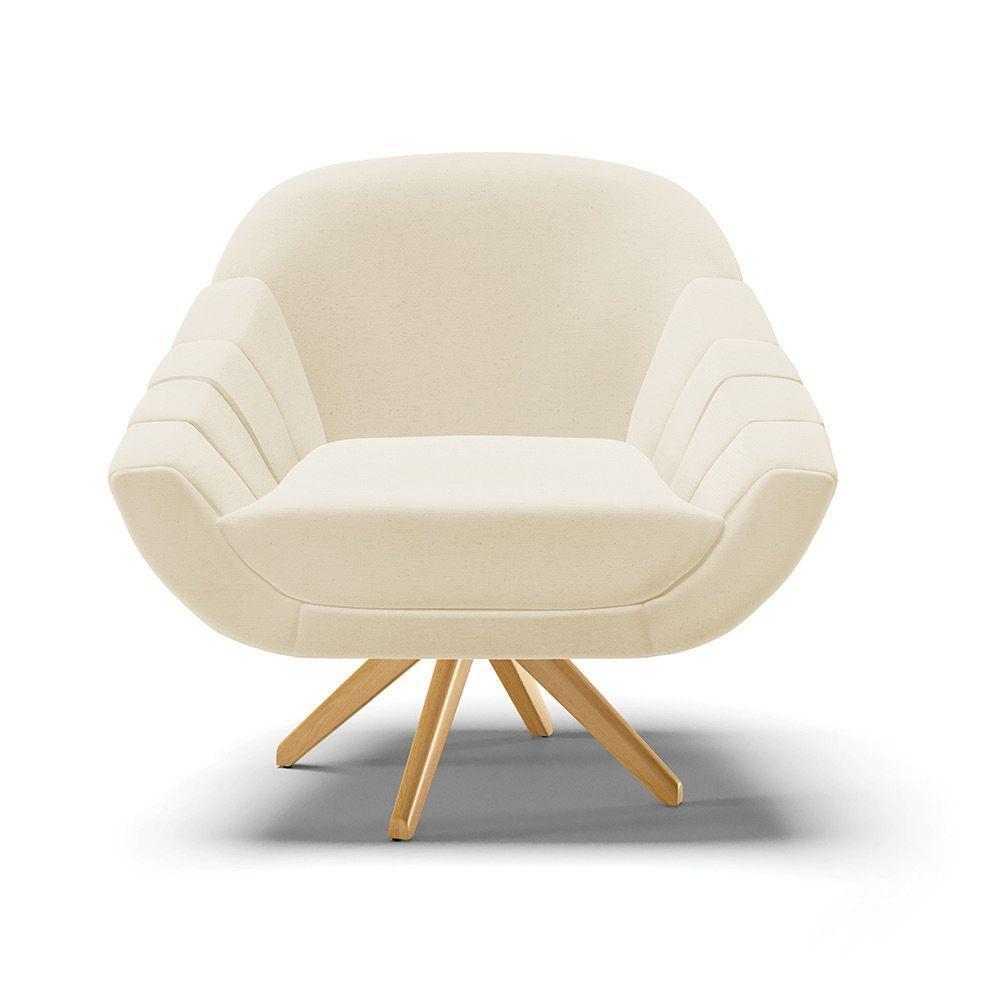 Kit 02 Poltronas Giratória Linho Base Madeira Grafite - 7