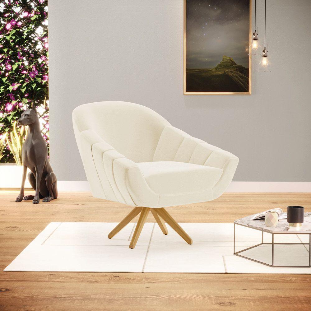 Kit 02 Poltronas Giratória Linho Base Madeira Grafite - 8