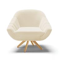 Kit 02 Poltronas Giratória Linho Base Madeira Grafite - 7