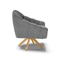 Kit 02 Poltronas Giratória Linho Grafite Base Madeira - 5