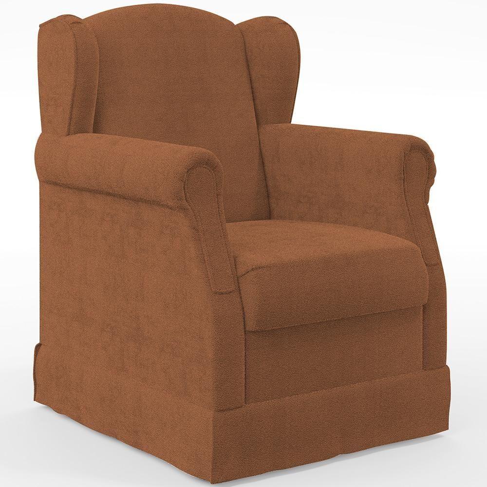 Poltrona De Amamentação Com Balanço E Puff Elisa P02 Bouclê Terracota - Lyam Decor - 5