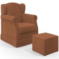 Poltrona De Amamentação Com Balanço E Puff Elisa P02 Bouclê Terracota - Lyam Decor - 1