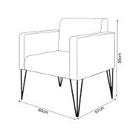 Poltrona Decorativa Turim Pés Hairpin Cobre Tecido Suede Marrom - Marrom - 2