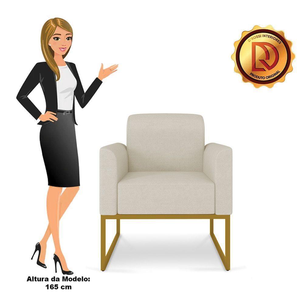 Poltrona Marisa Linho Grosso Bege A19 Dourado - 3