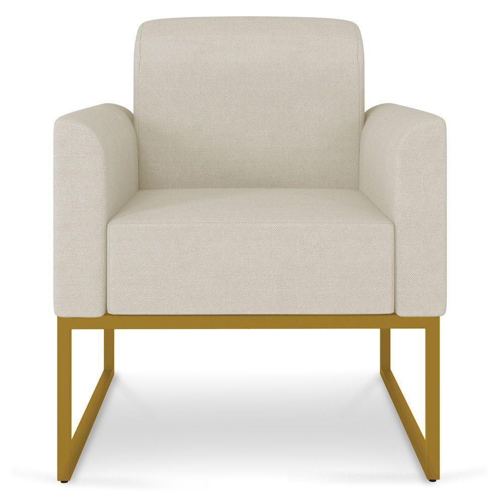 Poltrona Marisa Linho Grosso Bege A19 Dourado - 5