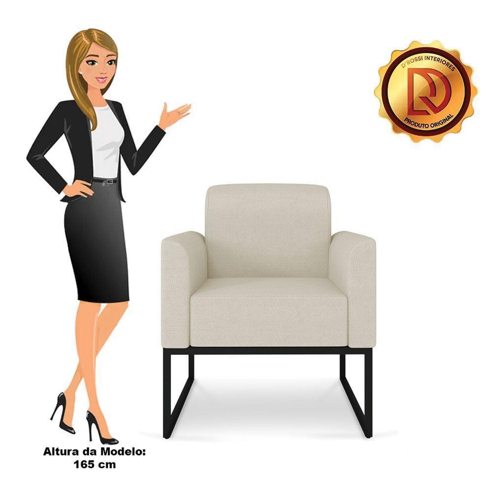 Poltrona Marisa Linho Grosso Bege A19 Preto - 2
