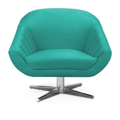 Poltrona Giratória Giovana Suede Base Cromada - D'rossi Cor Azul Turquesa