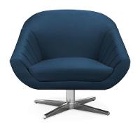 Poltrona Giratória Giovana Suede Base Cromada - D'rossi Cor Azul Marinho - 1