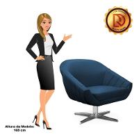 Poltrona Giratória Giovana Suede Base Cromada - D'rossi Cor Azul Marinho - 3