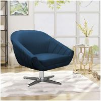 Poltrona Giratória Giovana Suede Base Cromada - D'rossi Cor Azul Marinho - 7