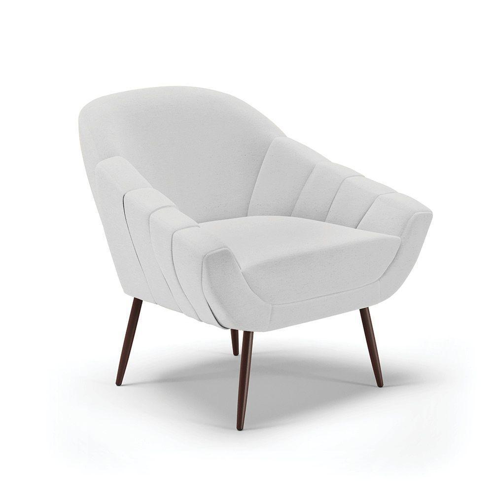 Poltrona Linho Cinza A05 Pés Palito Ferro - 1