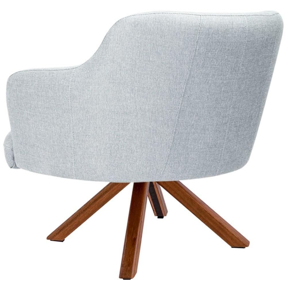 Poltrona Decorativa Giratória Base Giromad Madeira Jade C-315 Linho Cinza - Domi - 2