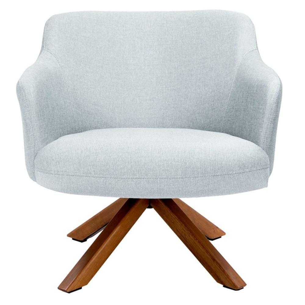 Poltrona Decorativa Giratória Base Giromad Madeira Jade C-315 Linho Cinza - Domi - 6