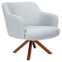 Poltrona Decorativa Giratória Base Giromad Madeira Jade C-315 Linho Cinza - Domi - 1