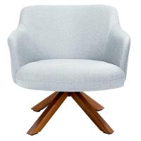 Poltrona Decorativa Giratória Base Giromad Madeira Jade C-315 Linho Cinza - Domi - 6