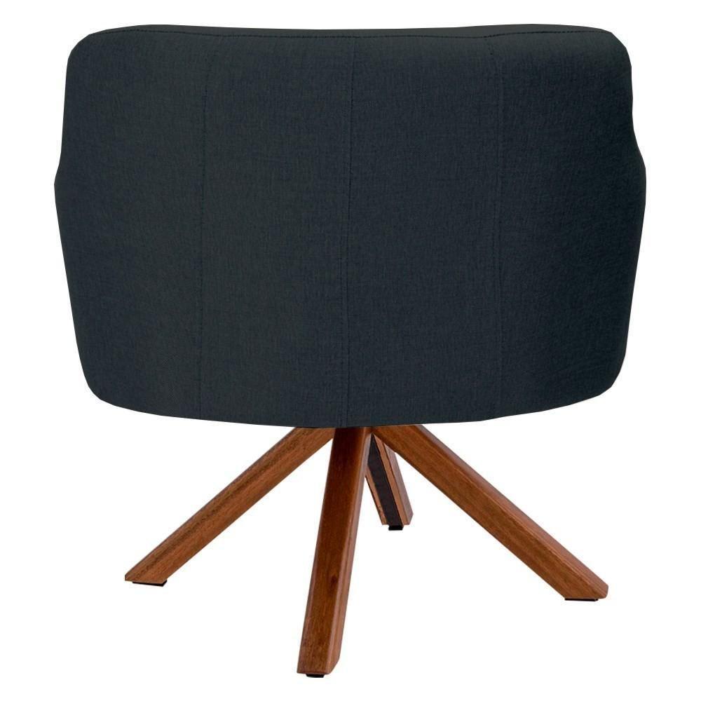 Poltrona Decorativa Giratória Base Giromad Madeira Jade C-465 Linho Chumbo - Domi - 4