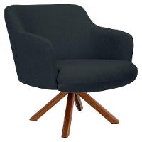 Poltrona Decorativa Giratória Base Giromad Madeira Jade C-465 Linho Chumbo - Domi - 1