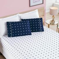 Jogo Cama Lençol Meggy Poá Queen Bolinhas Micropercal 200 Fios 3 Peças - Azul Marinho - 1