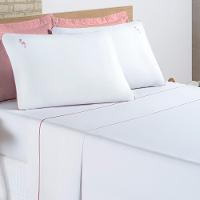 Jogo Cama Lençol Diana Queen Percal 200 Fios 100% Algodão 4 Peças - Branco - 1