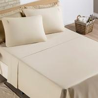 Jogo Cama Lençol Diana Casal Padrão Percal 200 Fios 100% Algodão 4 Peças - Cáqui - 5