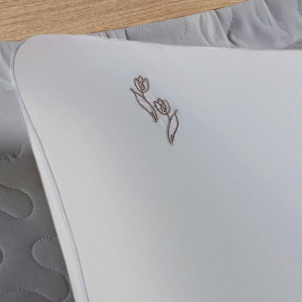 Jogo Cama Lençol Diana Casal Padrão Percal 200 Fios 100% Algodão 4 Peças - Cinza - 2