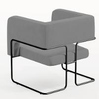 Kit 02 Poltronas Base De Aço Preto Veludo Cinza C-317 - 2