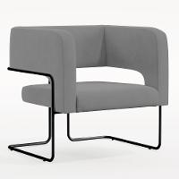 Kit 02 Poltronas Base De Aço Preto Veludo Cinza C-317 - 7