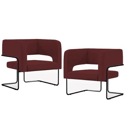 Kit 2 Poltronas Decorativas Scarlett D02 Veludo Marsala Lyam Decor