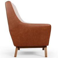 Kit 02 Poltronas Base Em Madeira Camel B-14 Linho Cru C-443 - 3