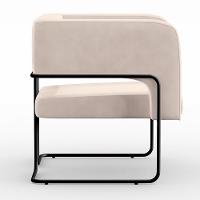 Kit 02 Poltronas Base De Aço Preto Veludo Bege C-309 - 5