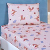 Jogo De Cama Lençol Carrosel Solteiro 02 Peças Infantil Estampado Divertido - Unicórnio - 1