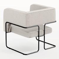 Kit 02 Poltronas Base De Aço Preto Linho Cru C-443