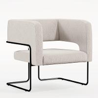 Kit 02 Poltronas Base De Aço Preto Linho Cru C-443 - 13