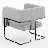 Kit 02 Poltronas Base De Aço Preto Linho Cinza D-315 - 2