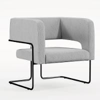 Kit 02 Poltronas Base De Aço Preto Linho Cinza D-315 - 7