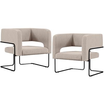 Kit 2 Poltronas Decorativas Scarlett D02 Linho Bege Lyam Decor