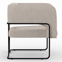 Kit 02 Poltronas Base De Aço Preto Linho Bege C-107 - 3