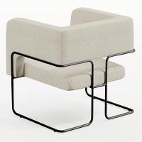 Kit 02 Poltronas Base De Aço Preto Linho Champagne A-49 - 2