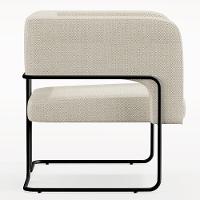 Kit 02 Poltronas Base De Aço Preto Linho Champagne A-49